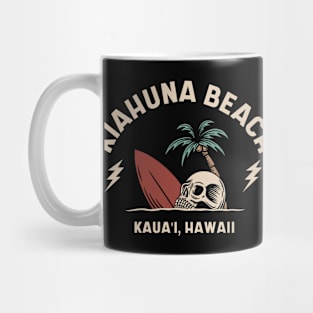 Vintage Surfing Kiahuna Beach Kauai Hawaii // Retro Surf Skull Mug